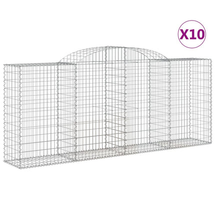 Gabioner bågformade 10 st 300x50x120/140 cm galvaniserat järn