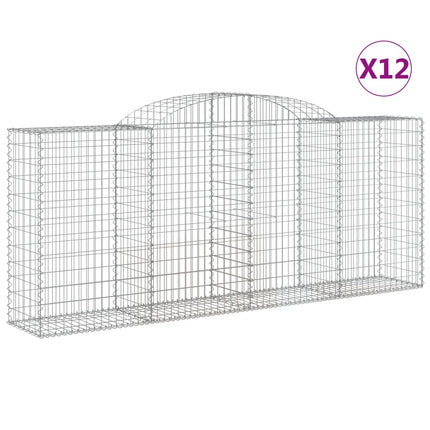 Gabioner bågformade 12 st 300x50x120/140 cm galvaniserat järn