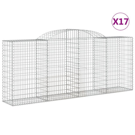 Gabioner bågformade 17 st 300x50x120/140 cm galvaniserat järn