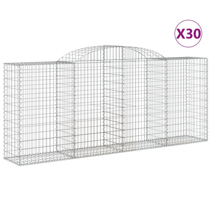 Gabioner bågformade 30 st 300x50x120/140 cm galvaniserat järn
