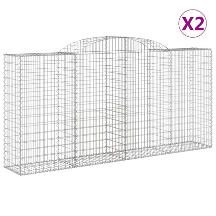 Gabioner bågformade 2 st 300x50x140/160 cm galvaniserat järn