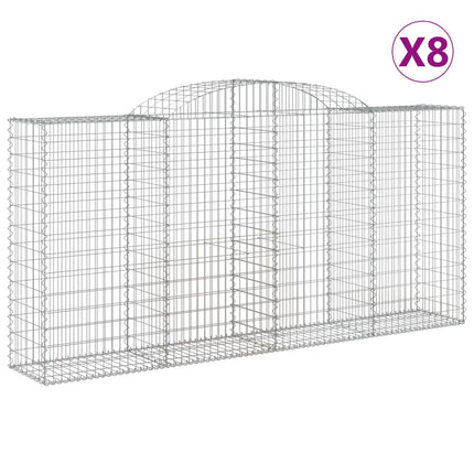 Gabioner bågformade 8 st 300x50x140/160 cm galvaniserat järn