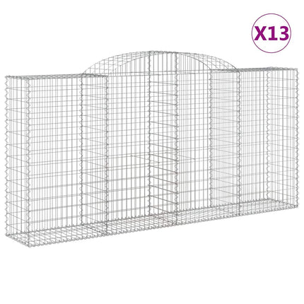 Gabioner bågformade 13 st 300x50x140/160 cm galvaniserat järn