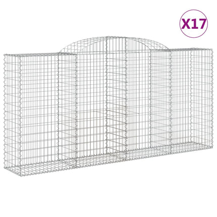 Gabioner bågformade 17 st 300x50x140/160 cm galvaniserat järn