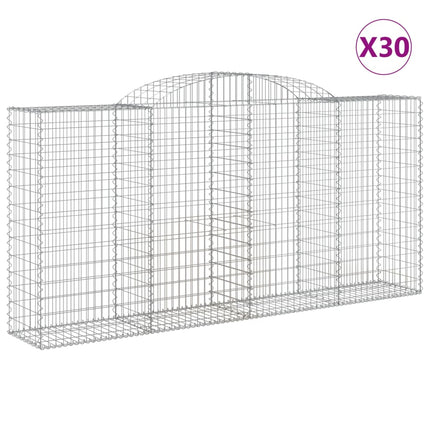 Gabioner bågformade 30 st 300x50x140/160 cm galvaniserat järn