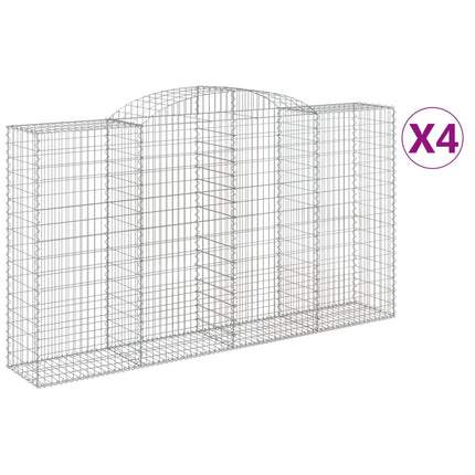 Gabioner bågformade 4 st 300x50x160/180 cm galvaniserat järn