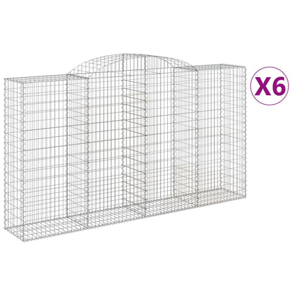 Gabioner bågformade 6 st 300x50x160/180 cm galvaniserat järn