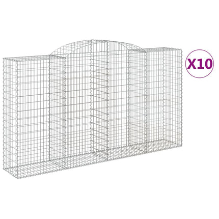 Gabioner bågformade 10 st 300x50x160/180 cm galvaniserat järn