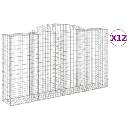 Gabioner bågformade 12 st 300x50x160/180 cm galvaniserat järn