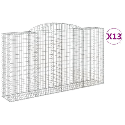 Gabioner bågformade 13 st 300x50x160/180 cm galvaniserat järn