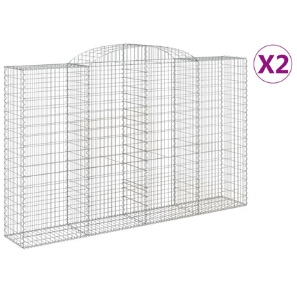 Gabioner bågformade 2 st 300x50x180/200 cm galvaniserat järn