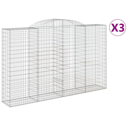 Gabioner bågformade 3 st 300x50x180/200 cm galvaniserat järn