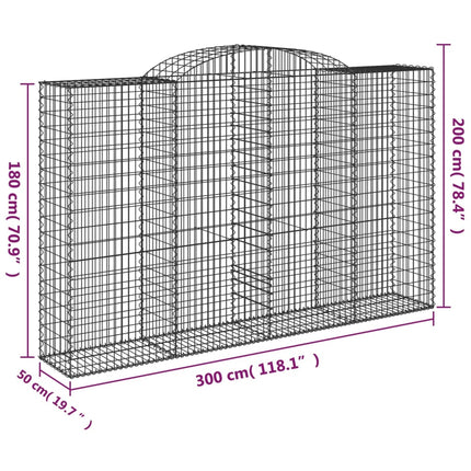Gabioner bågformade 4 st 300x50x180/200 cm galvaniserat järn