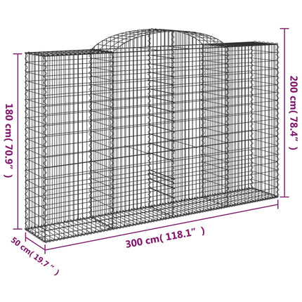 Gabioner bågformade 6 st 300x50x180/200 cm galvaniserat järn