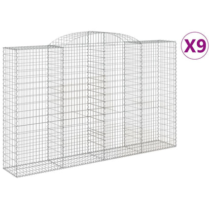 Gabioner bågformade 9 st 300x50x180/200 cm galvaniserat järn