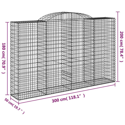 Gabioner bågformade 11 st 300x50x180/200 cm galvaniserat järn