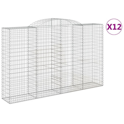 Gabioner bågformade 12 st 300x50x180/200 cm galvaniserat järn