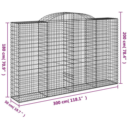 Gabioner bågformade 15 st 300x50x180/200 cm galvaniserat järn