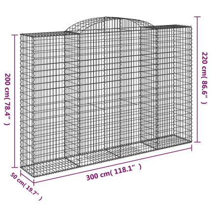 Gabioner bågformade 7 st 300x50x200/220 cm galvaniserat järn