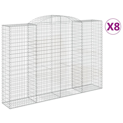 Gabioner bågformade 8 st 300x50x200/220 cm galvaniserat järn
