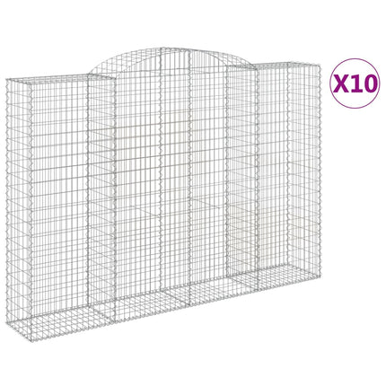 Gabioner bågformade 10 st 300x50x200/220 cm galvaniserat järn