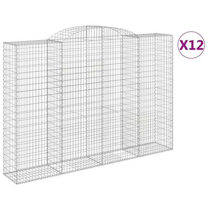 Gabioner bågformade 12 st 300x50x200/220 cm galvaniserat järn