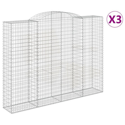 Gabioner bågformade 3 st 300x50x220/240 cm galvaniserat järn