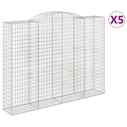 Gabioner bågformade 5 st 300x50x220/240 cm galvaniserat järn