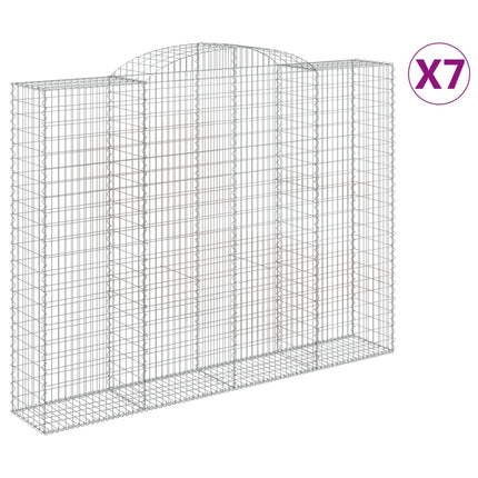 Gabioner bågformade 7 st 300x50x220/240 cm galvaniserat järn