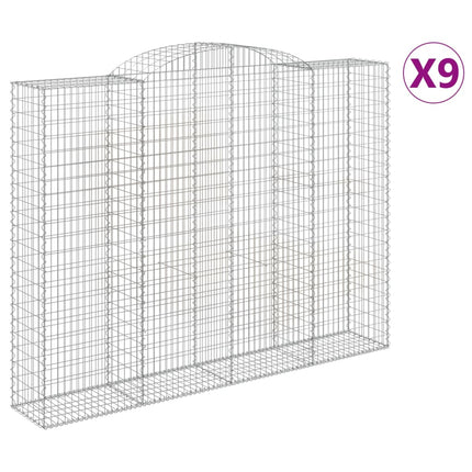 Gabioner bågformade 9 st 300x50x220/240 cm galvaniserat järn