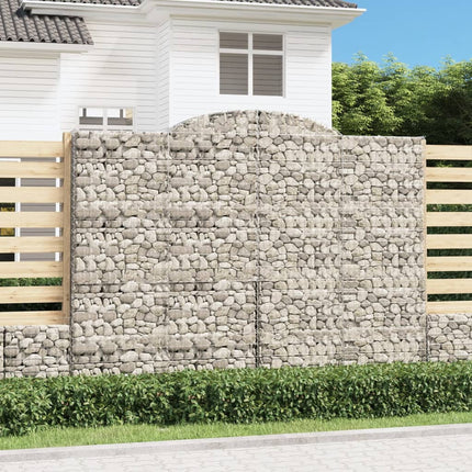 Gabioner bågformade 9 st 300x50x220/240 cm galvaniserat järn