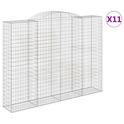 Gabioner bågformade 11 st 300x50x220/240 cm galvaniserat järn