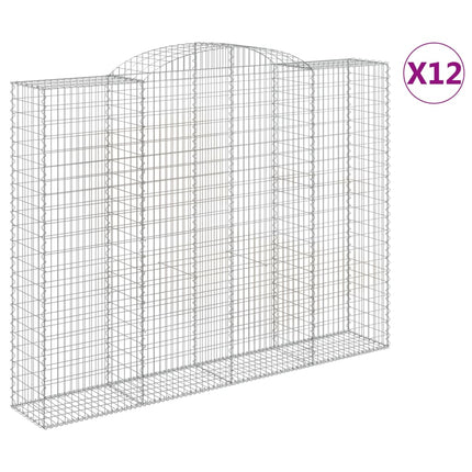 Gabioner bågformade 12 st 300x50x220/240 cm galvaniserat järn