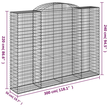 Gabioner bågformade 15 st 300x50x220/240 cm galvaniserat järn