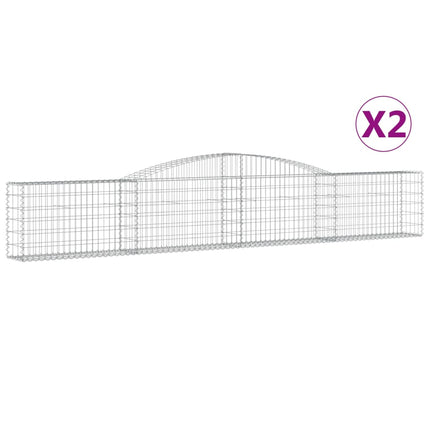 Gabioner bågformade 2 st 400x30x60/80 cm galvaniserat järn