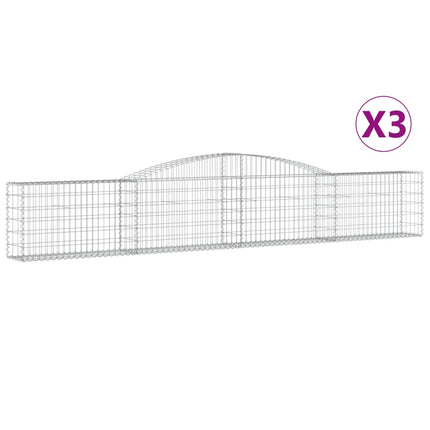 Gabioner bågformade 3 st 400x30x60/80 cm galvaniserat järn