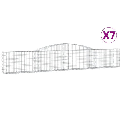 Gabioner bågformade 7 st 400x30x60/80 cm galvaniserat järn