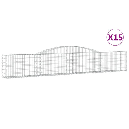 Gabioner bågformade 15 st 400x30x60/80 cm galvaniserat järn