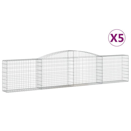 Gabioner bågformade 5 st 400x30x80/100 cm galvaniserat järn