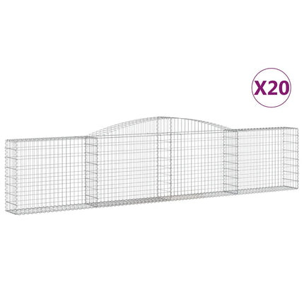 Gabioner bågformade 20 st 400x30x80/100 cm galvaniserat järn