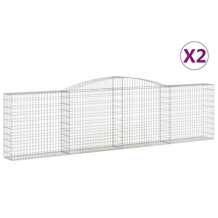 Gabioner bågformade 2 st 400x30x100/120 cm galvaniserat järn