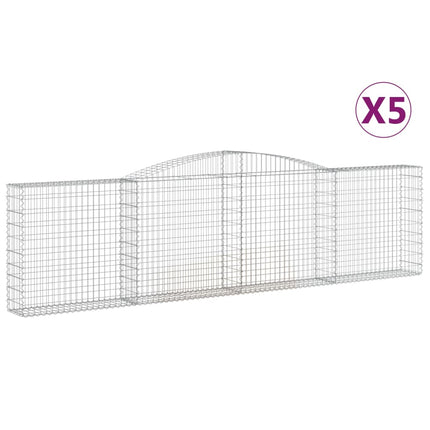 Gabioner bågformade 5 st 400x30x100/120 cm galvaniserat järn
