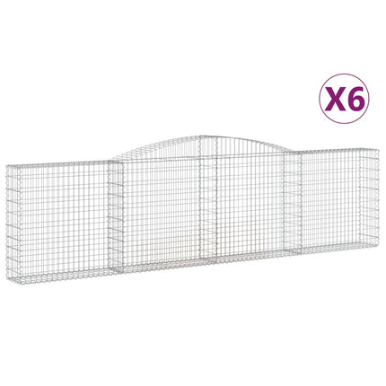 Gabioner bågformade 6 st 400x30x100/120 cm galvaniserat järn