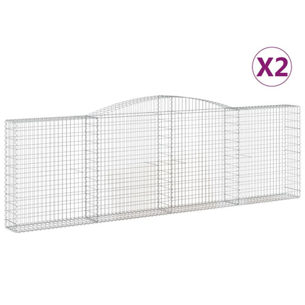 Gabioner bågformade 2 st 400x30x120/140 cm galvaniserat järn