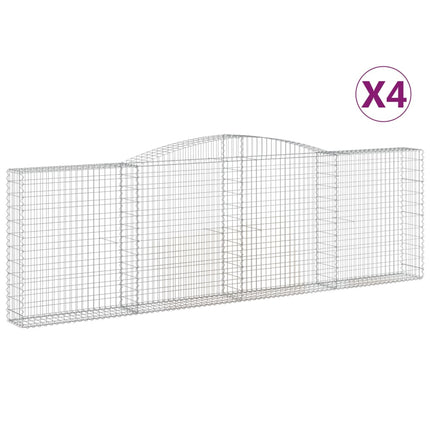 Gabioner bågformade 4 st 400x30x120/140 cm galvaniserat järn