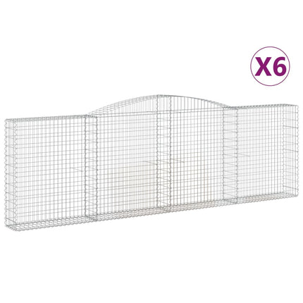 Gabioner bågformade 6 st 400x30x120/140 cm galvaniserat järn