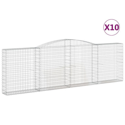 Gabioner bågformade 10 st 400x30x120/140 cm galvaniserat järn