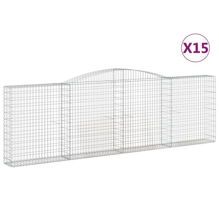 Gabioner bågformade 15 st 400x30x120/140 cm galvaniserat järn