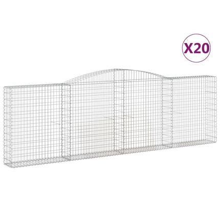 Gabioner bågformade 20 st 400x30x120/140 cm galvaniserat järn