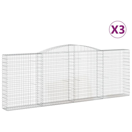 Gabioner bågformade 3 st 400x30x140/160 cm galvaniserat järn